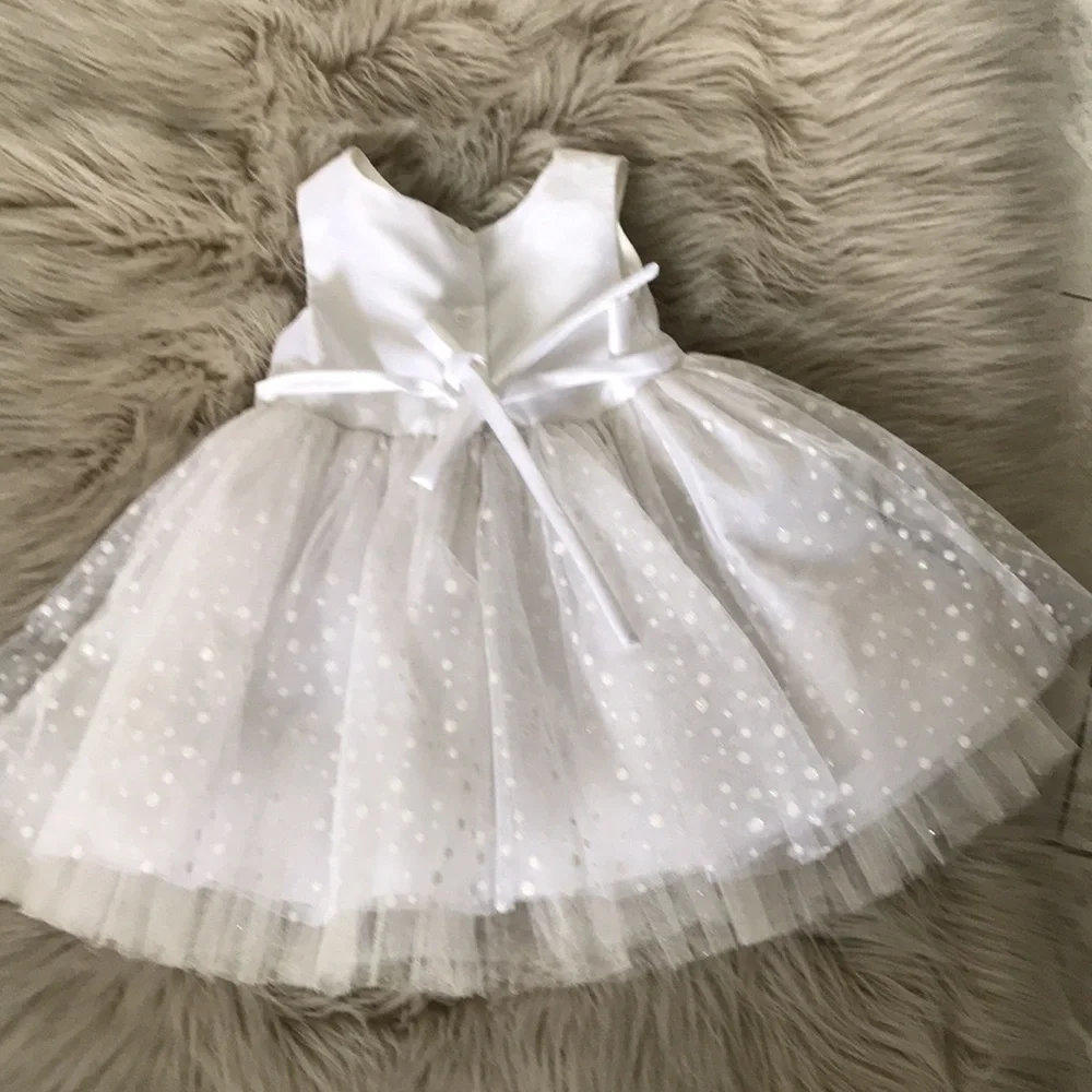 GIRLS - White Polka Dots Formal Dress